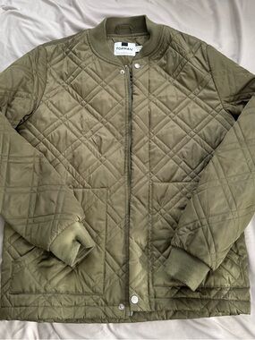 Topman Quilted Jacket in Olive